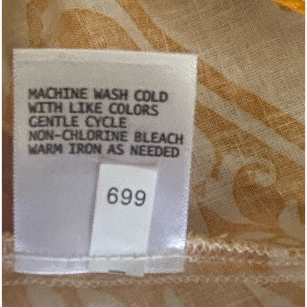 C&C California Linen Cropped Tie Front Blouse Womens Large Yellow Boho Summer - Picture 13 of 13